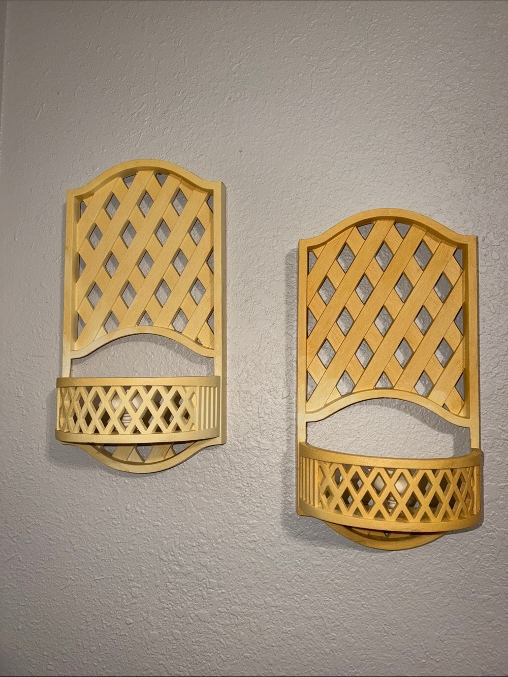 Vintage Set of 2 Burwood Lattice Candlestick Holders Mcm cottagecore